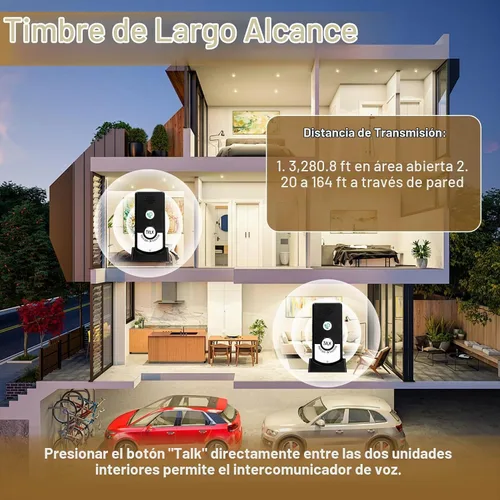 Vista 3 de Intercomunicadores para el hogar, intercomunicador de 2 vías, sistema de intercomunicación súper largo alcance, 1,345.1 ft a 1,607.6 ft sistema