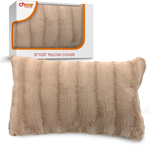 Vista 9 de Cheer Collection Funda de Almohada Decorativa de Piel Sintética 18x18 pulgadas– Funda de Almohada de Acento Decorativa Suave para Sofá o Cama, Funda
