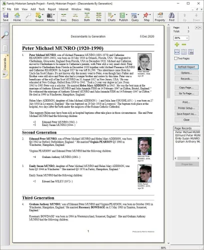 Vista 7 de Calico Pie Family Historian 7 Genealogy and Family Tree Software (Windows)