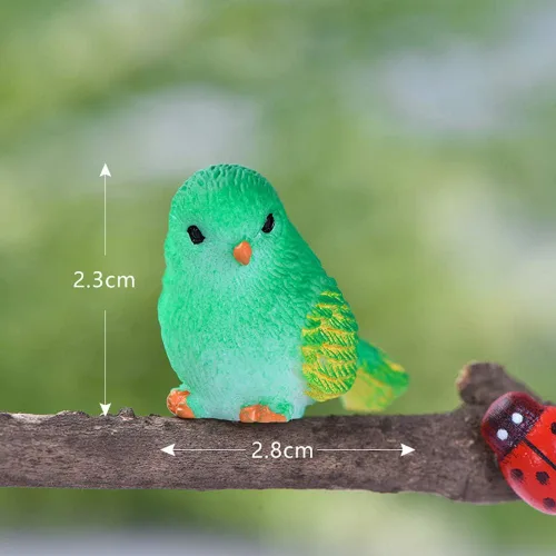 Vista 6 de Figuras decorativas de pájaros en miniatura, 12 piezas, mini figuras de casa de muñecas de pájaros, accesorios de decoración de jardín de hadas