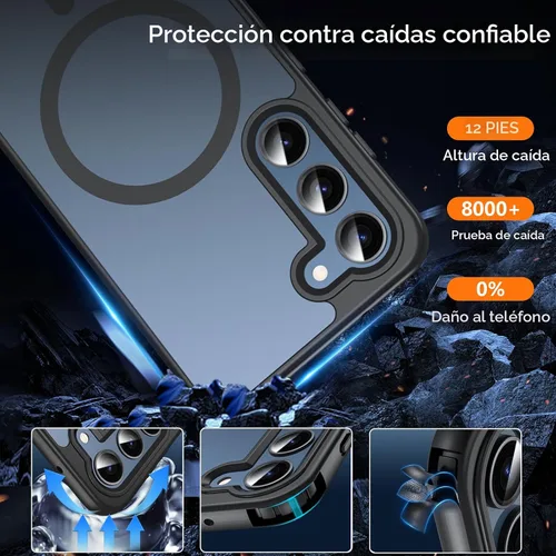 Vista 6 de OWKEY Funda magnética para Samsung Galaxy S23 de 6.1 pulgadas, para Magsafe con protector de pantalla, protección de grado militar, a prueba