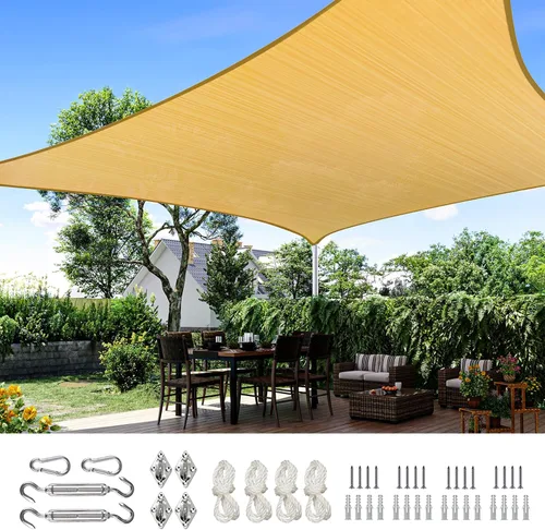 Vista 31 de Quictent Toldo rectangular de polietileno de alta densidad de 6.53 oz, 98% de bloqueo UV, para patio, jardín, cubierta comercial con kit de Marrón