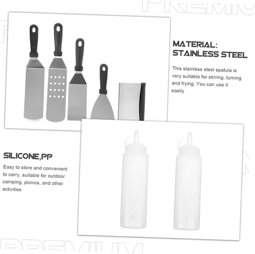 Vista 7 de Espátula para barbacoa, kit de herramientas para cocinar, raspador de plancha, accesorios para barbacoa para el día del padre