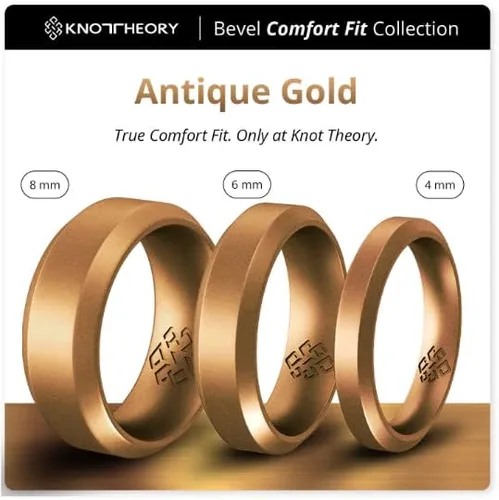 Vista 2 de Knot Theory - Anillo de boda de silicón para hombres y mujeres Anillos de goma finos de calidad superior con gran estilo, comodidad son ideales
