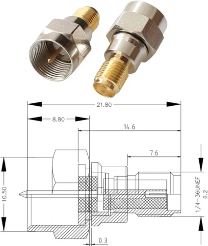 Vista 3 de exgoofit Tipo F a SMA macho hembra conector coaxial adaptador coaxial 2 sistemas 6 PC
