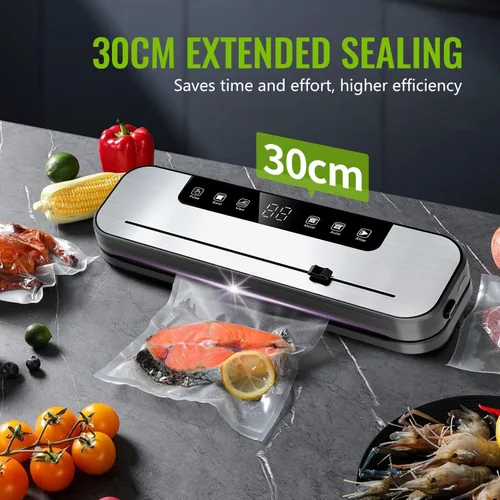 Vista 2 de FIRE HIVE Máquina selladora al vacío 5 en 1 para alimentos, potente succión de 75 KPa, tira de sellado de 11.8 pulgadas, limpieza con luz púrpura
