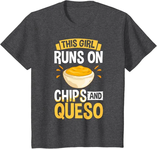 Vista 22 de Queso Dip Camiseta Chile con Queso Salsa Mexican Chips Chile con Queso, Negro, S