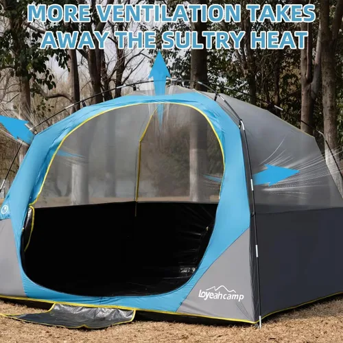 Vista 5 de LOYEAHCAMP Tienda de Campaña Blackout para 4 Personas, Montaje Fácil Tienda Domo Familiar Impermeable para Acampar con Sobretecho, Tienda Familiar
