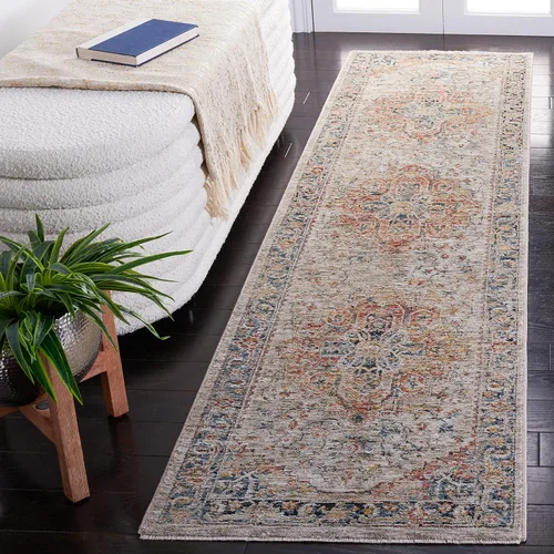 Vista 18 de SAFAVIEH Silverado Collection - Alfombra para pasillo, 2 x 8 pies, azul y óxido, diseño vintage envejecido, no desprende pelusa y de fácil cuidado