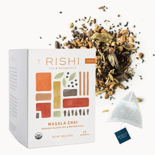 Vista 11 de Rishi Tea Té Masala Chai - Orgánico, Mezcla de Té Negro de Hoja Suelta de Assam con Especias Enteras, Energizante y Con Cafeína - 16 Onzas, +37