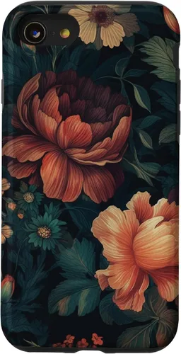 Vista 18 de Vintage Dark Flower Pattern Moody Floral Case for iPhone 17