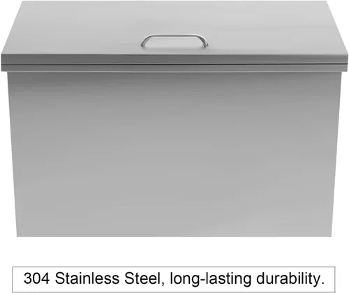 Vista 9 de PanDair - Cofre de hielo de acero inoxidable con tapa con bisagras, para interiores y exteriores, incluye tubo de drenaje y tapón de drenaje