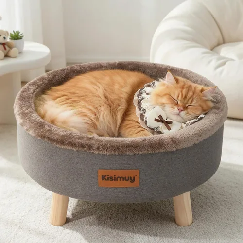 Vista 14 de Cama redonda calmante para gatos y perros para gatitos Gris