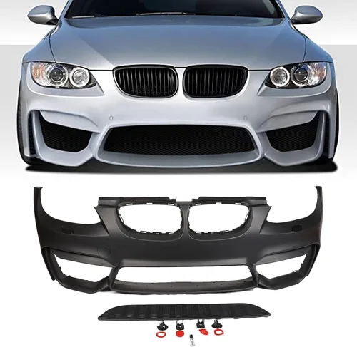Vista 4 de PENSUN Kit de cubierta de parachoques delantero estilo M4, rejilla de malla para BMW Serie 3 E92 2006 2007 2008 2009 sin PDC (con red (matrimonial)