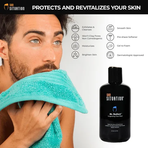 Vista 6 de Mr. Radiant - Jabón facial diario para hombres, un limpiador suave para combatir el acné, aceite y piel seca, desobstruye los poros, refresca e