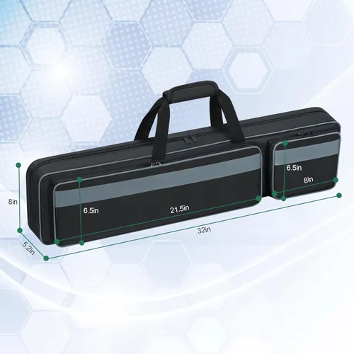 Vista 5 de Estuche para Taco de Billar 4x5, Funda de Transporte para Taco de Billar Suave Acolchada Bolsa para Palos de Billar con Múltiples Bolsillos para 4