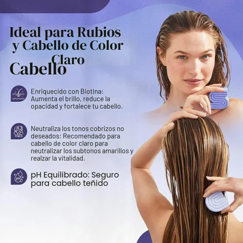 Vista 3 de Kitsch Set de champú y acondicionador morado para rubias y cabello teñido