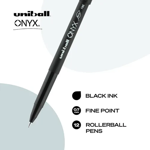 Vista 2 de Bolígrafos uniball Onyx de punta fina (0,7 mm), negro, pack de 12