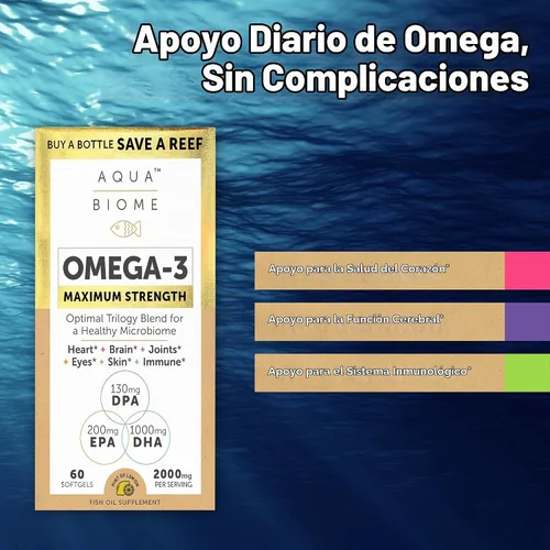 Vista 3 de Aqua Biome by Enzymedica Omega 3 Aceite de pescado de máxima resistencia