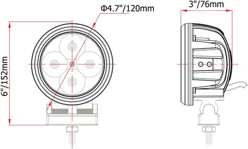 Vista 3 de Lightronic Luces de trabajo LED redondas todoterreno de 4 pulgadas, haz de inundación blanco frío de 6000 K, carcasa de aluminio resistente