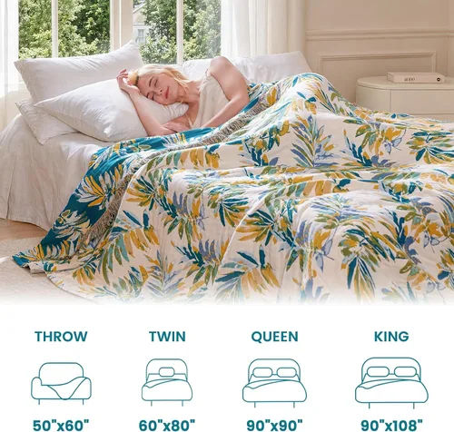 Vista 271 de MSGKV - Manta bohemia/primaveral de algodón para sofá y sala de estar, de gasa acogedora, de 50 x 60 pulgadas 50"x60" Cotton Throw, Woven Bird