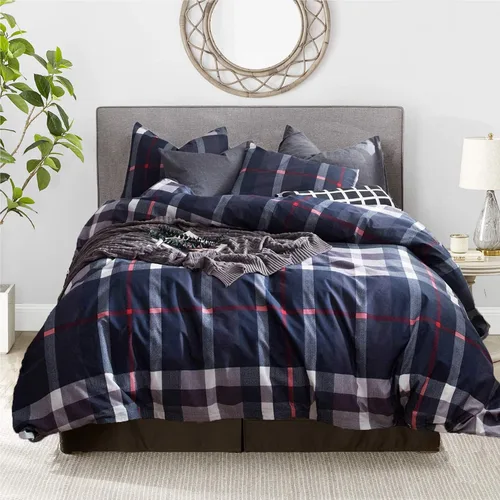 Vista 48 de Luxlovery - Juego de edredón color rojo ladrillo tamaño individual, juego de ropa de cama de 3 piezas, color rojo oscuro, suave, transpirable