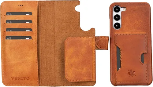 Vista 60 de Venito Florence - Funda de piel compatible con Samsung Galaxy S9, extra segura con bloqueo RFID, cartera desmontable para teléfono (gris decolorado)