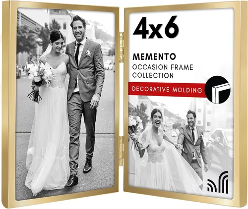 Vista 10 de Americanflat Marco de fotos de metal con bisagras de 4 x 6 pulgadas con vidrio inastillable, moderno marco de fotos de metal que muestra dos fotos