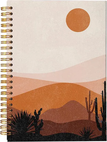 Vista 9 de VNWEK Cuaderno abstracto bohemio en espiral de 5.5 x 8.3 pulgadas, diseño bohemio de mediados de siglo, con tapa dura, para notas de trabajo