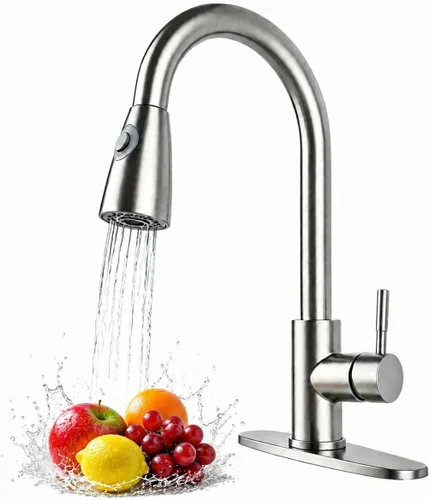 Vista 11 de Grifo de fregadero de barra de cocina de bajo perfil negro mate, cabezal rociador extraíble de una sola manija, grifo de preparación de agua