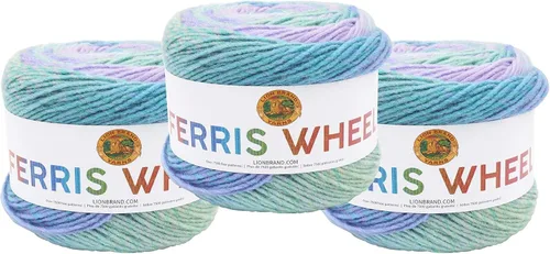 Vista 26 de Lion Brand Yarn, Hilo multicolor en forma de rueda Ferris para tejer, hacer ganchillo y manualidades, Buttercup, paquete de 1