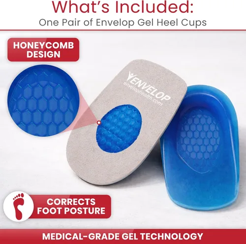 Vista 8 de Vive Envelop - Taloneras de gel para mujeres, hombres, espolón óseo, soporte para fascitis plantar, inserciones de zapatos que proporcionan alivio