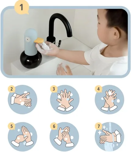 Vista 5 de Lindo dispensador de jabón – Dispensador automático de jabón de espuma de paloma para niños, baño, cocina, escuela, dispensadores de detergente