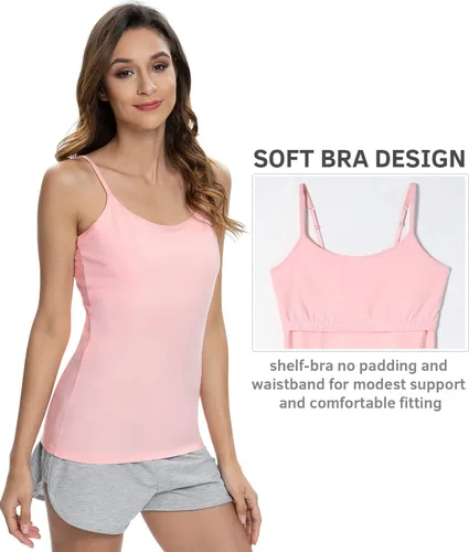Vista 2 de Vislivin - Camiseta sin mangas de algodón con correa ajustable para mujer y sostén.