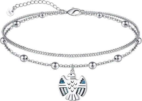 Vista 18 de CHIC & ARTSY Tobilleras de plata de ley S925 para mujer, pulsera de tobillo ajustable multicapa para playa, joyería de verano para mujer, de 10 a 11