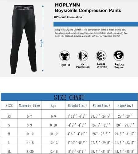 Vista 5 de Paquete de 4 pantalones de compresión para niños y jóvenes, mallas atléticas, capa base debajo de los pantalones, equipo para deportes de fútbol