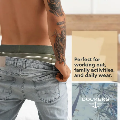 Vista 4 de Dockers Calzoncillos tipo bóxer de microfibra para hombre, paquete de 4
