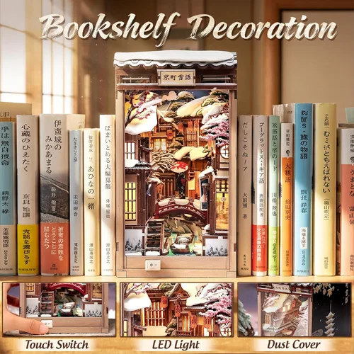 Vista 6 de CUTEBEE Kit de rincón de libro, tienda de kimonos de Sakura japonesa, casa de muñecas en 3D, rompecabezas de madera 3D para adultos y adolescentes