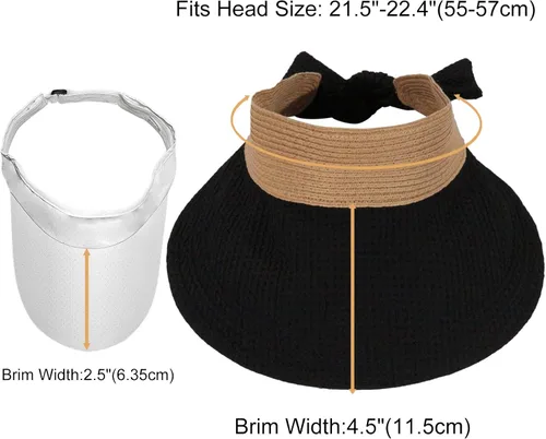 Vista 2 de Sombrero de visera de ala ancha para mujer, para verano, playa, deportes, golf, tenis, plegable