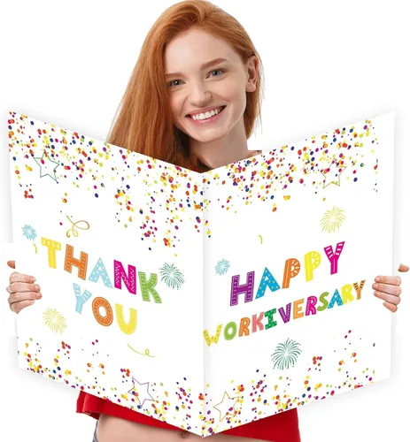 Vista 9 de Idealmuzik Tarjeta Jumbo de Feliz 10º Aniversario – Tarjeta de Felicitación de Congratulaciones Grande Plegada de 14x22 Pulgadas con Sobre, Tarjeta