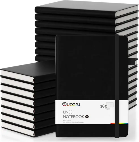Vista 39 de Oucaru Cuaderno rayado, paquete de 4, 180 páginas, diarios A5 para escribir, papel grueso de 100 GSM, cuadernos pequeños diarios para mujeres