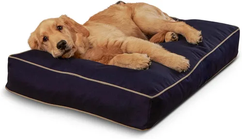Vista 23 de Casey - Cama rectangular para perros (36 x 24 pulgadas) de mezclilla para interiores y exteriores, estilo almohada Azul (Denim)