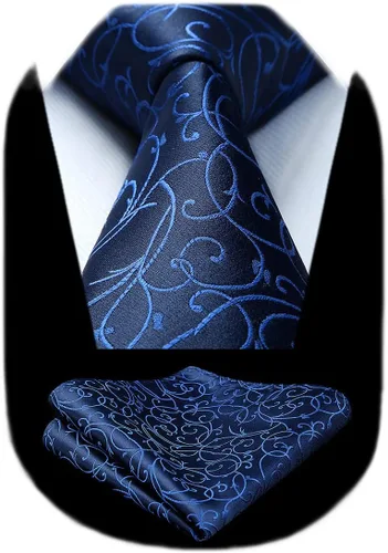 Vista 36 de Corbatas florales tejidas clásicas para hombre, corbata cuadrada de bolsillo, corbatas formales para hombres, boda con pañuelo