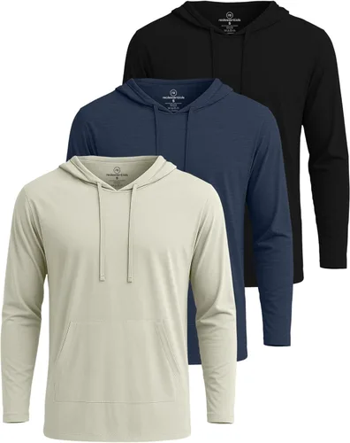 Vista 10 de Real Essentials 3 Pack: Sudaderas con capucha de cordón de algodón para hombre, ligeras y casuales, con bolsillo