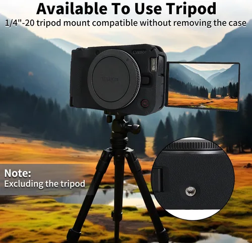 Vista 7 de Rieibi Funda de silicona para cámara Canon EOS R50 V, funda protectora suave para cámara Canon EOS R50V, accesorios con 2 protectores de pantalla