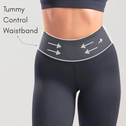 Vista 7 de CompressionZ - Leggings de compresión de cintura alta para mujer, para hacer yoga, correr, ir al gimnasio, fitness y entrenar a diario, pantalones