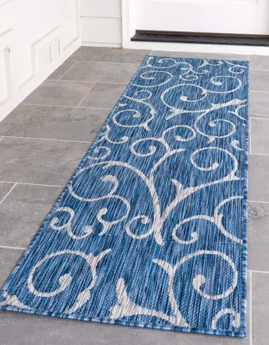 Vista 16 de Unique Loom Outdoor Botanical Collection - Alfombra rizada, 4 pies 1 pulgada x 6 pies 1 pulgada, rectangular, azul/marfil