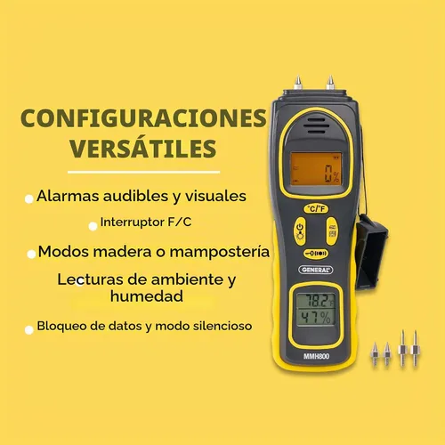 Vista 5 de General Tools MMH800 Medidor de Humedad con y sin Pin con Temperatura y Humedad