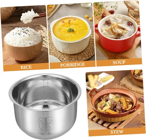 Vista 6 de Luxshiny Olla de arroz interior olla de cocina de acero inoxidable interior ollas 2l antiadherente olla de arroz contenedor para tradicional