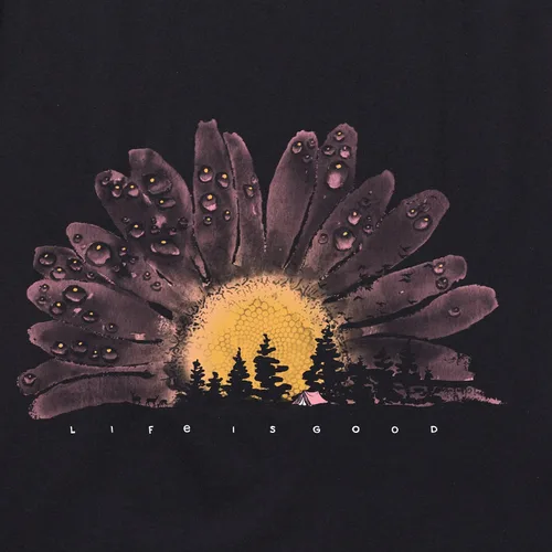 Vista 3 de Life is Good Camiseta con cuello en V para mujer, diseño de girasol francés